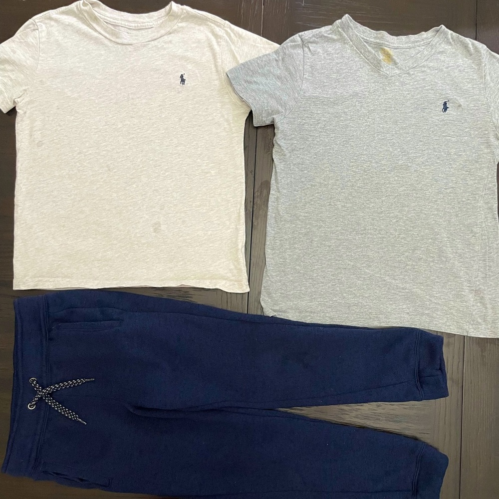 Lot of boys size 7 joggers & 2 polo tees